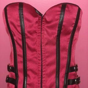 RED SATIN LONGLINE WAIST TAMING OVERBUST